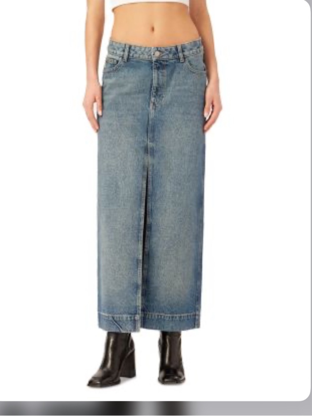 DL1961 womens blue Asara Denim maxi skirt front slit 24